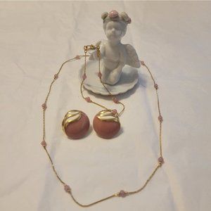 Beautiful Vintage Gold And Pink Monet Jewelry Set